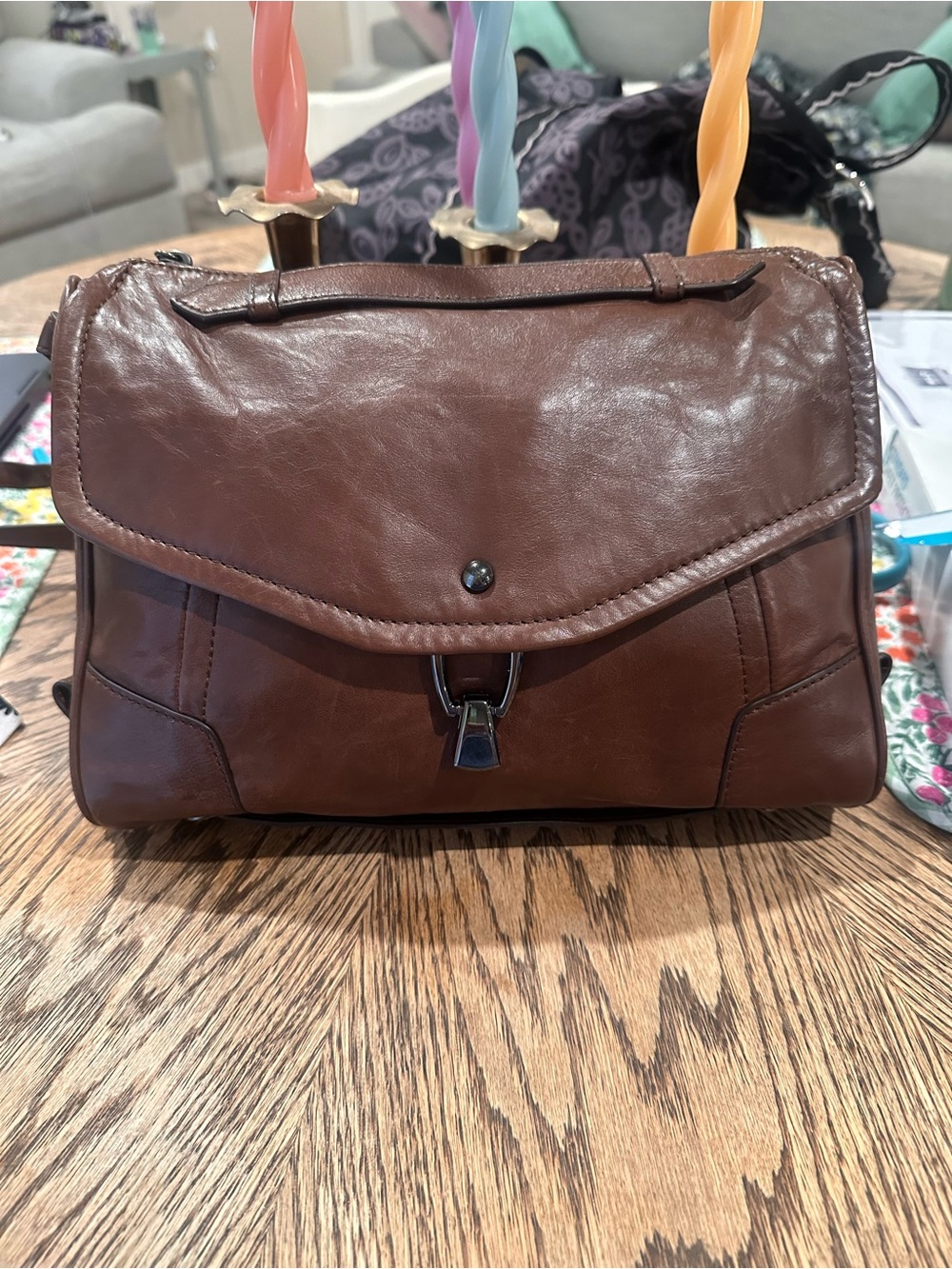 Kooba Alexa Chocolate Brown Convertible Bag Crossbody/ Shoulder